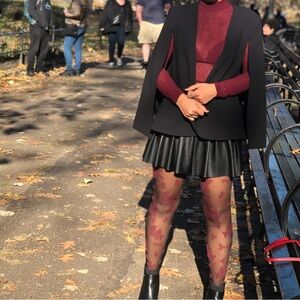 Zara Black Blazer with Burgundy Accents
